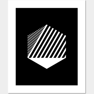 Hexagon Stripes - BlackWhite Posters and Art